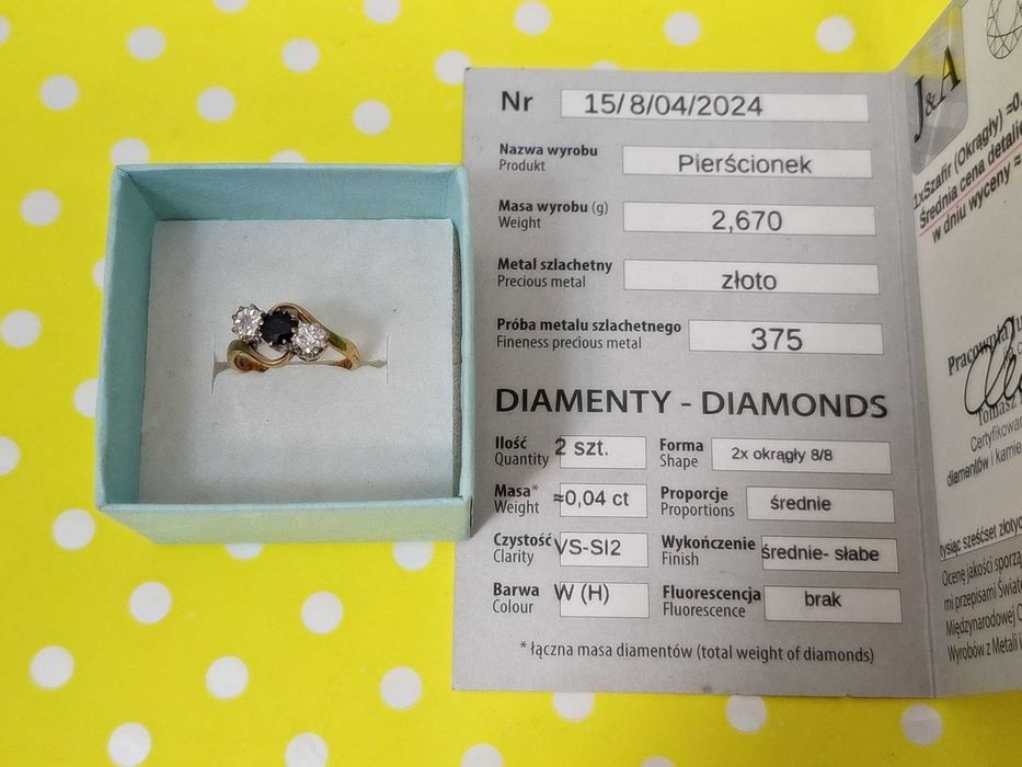 złote pierścionki 585 z diamentami certyfikat