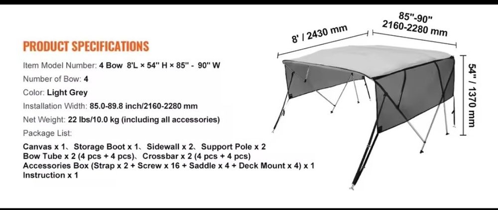 Bimini para barco - novo