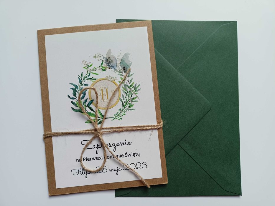 Zaproszenia na Pierwszą Komunię Świętą  złote  scrapbooking Ciechanów