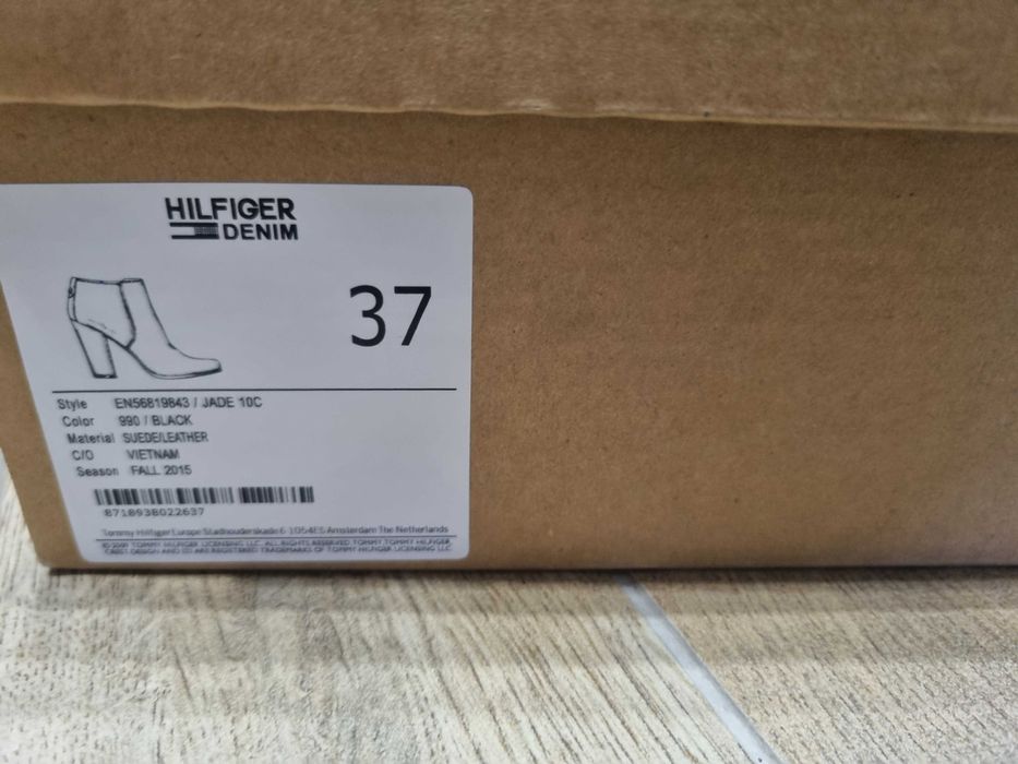 Botki Hilfiger Denim – skóra naturalna słupek 38