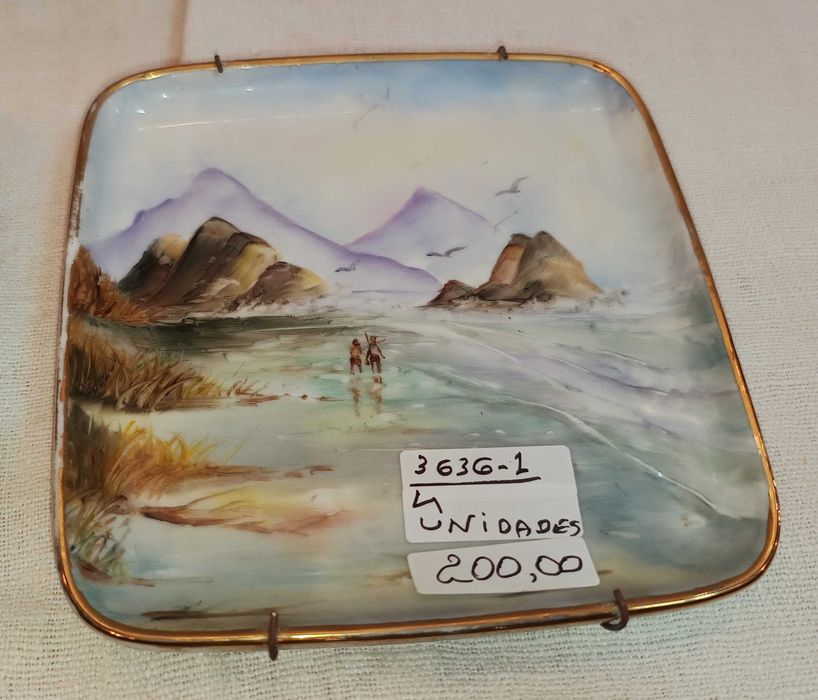 4 Pratos Pintados Mão Porcelana Áustria