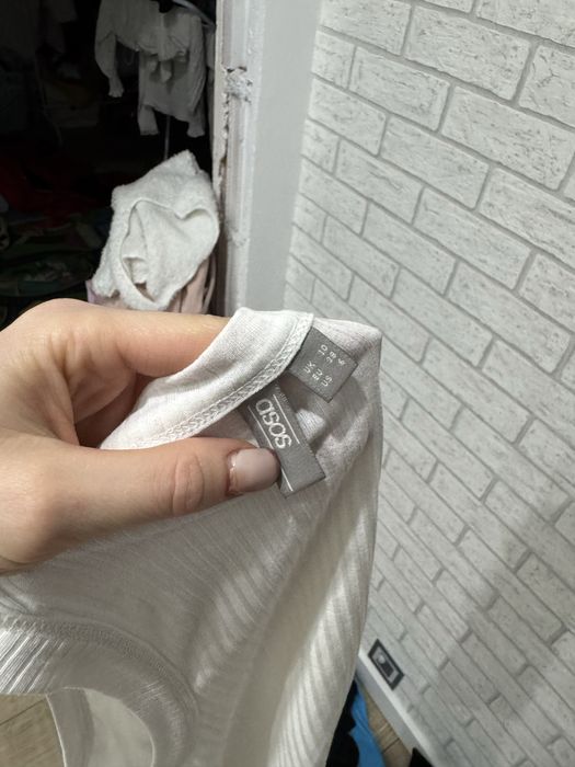 Bluzka podkoszulek biały prążek Asos