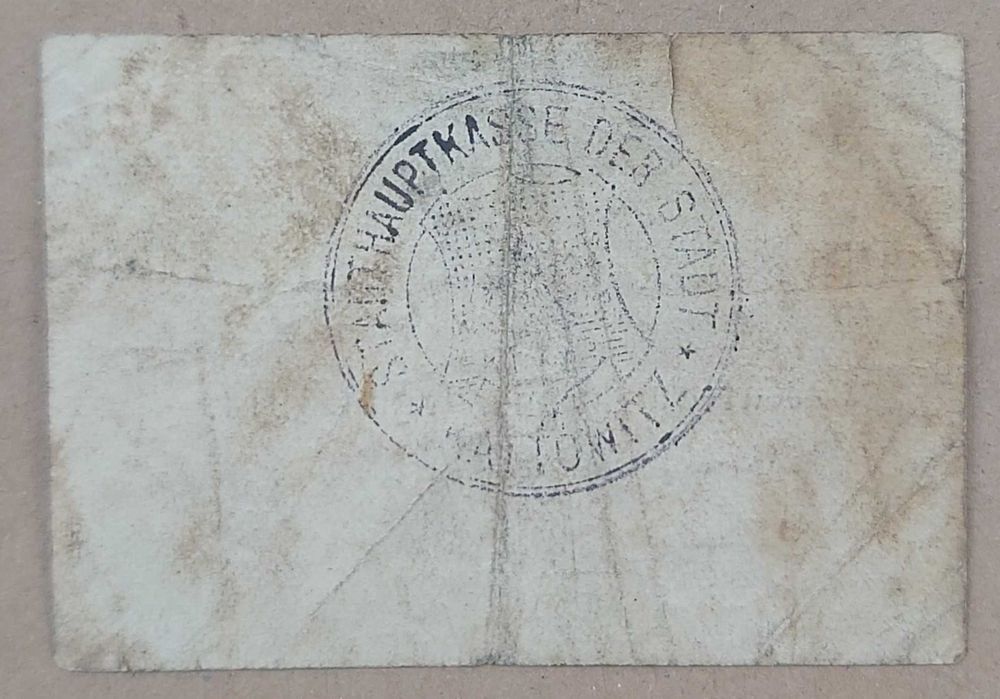 Katowice: 1 marka sierpień 1914 RZADKI banknot zastępczy notgeld !! !!