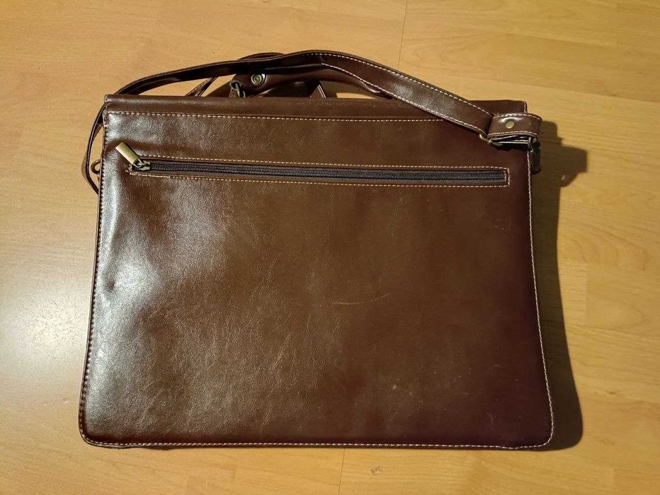 Чоловічий шкіряний портфель, коричневий