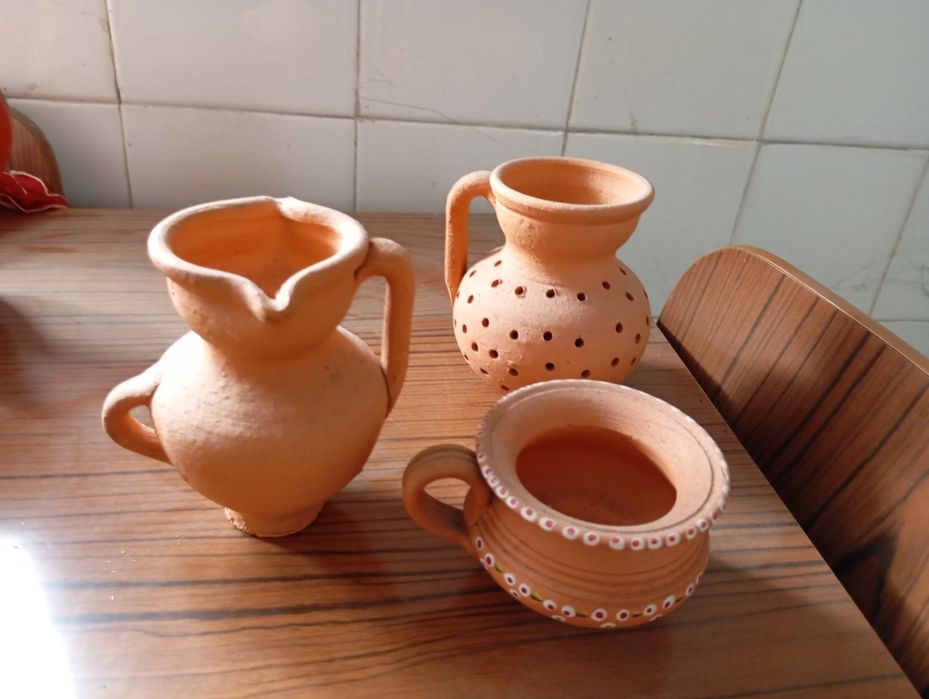Conjunto de 3 peças em barro