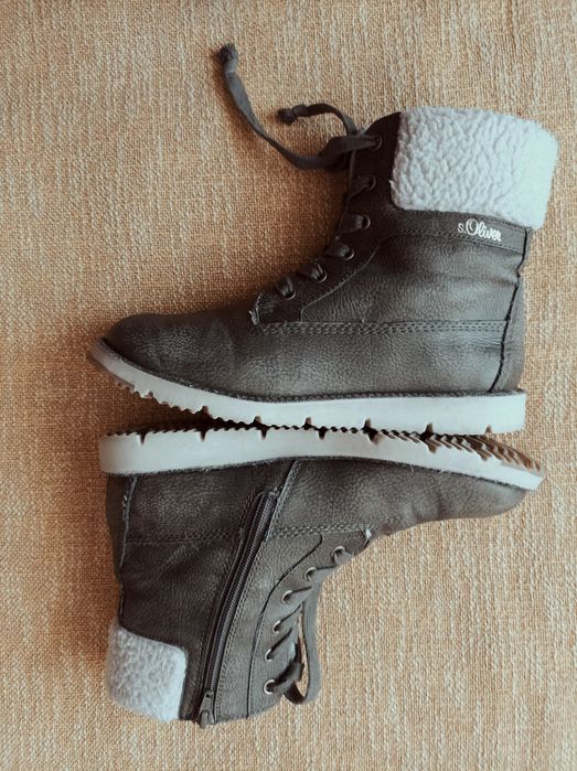 S.Oliver - damskie ocieplane botki khaki - 39