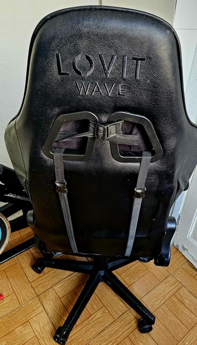 Cadeira gaming lovit wave blk edit couro + carbono pvc
