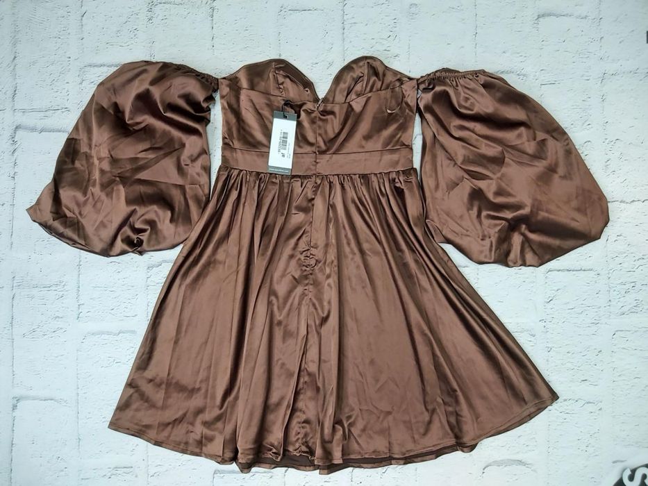 Шоколадна сатинова сукня I saw it first