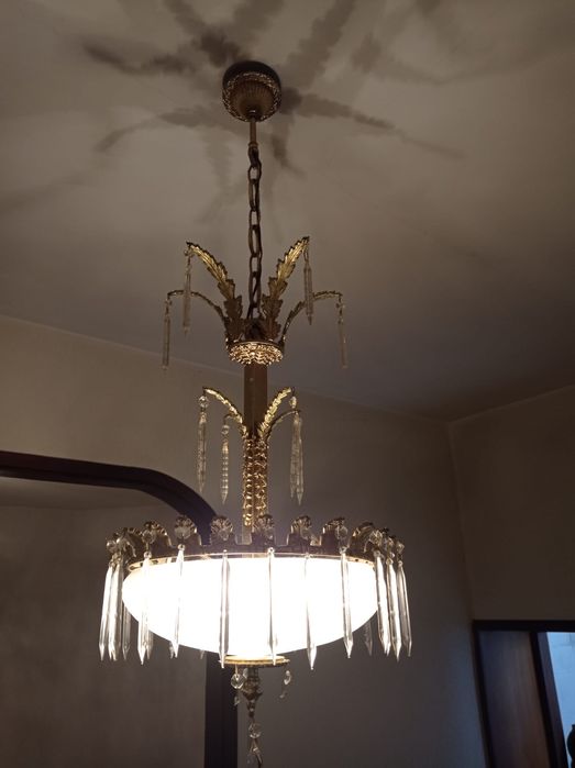 Candeeiro / Candelabro de Cristal e Metal