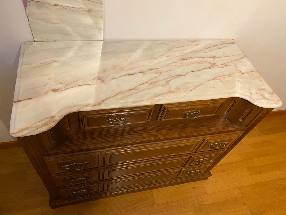 Conjunto de quarto vintage: mesas de cabeceira + cómoda