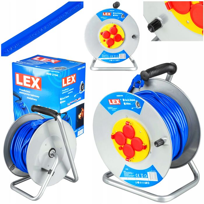 Przedłużacz Bębnowy Metalowy 50M 3X2,5 Termik