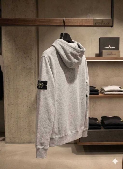 Stone Island Толстовка Мужская - Серое Худи Стон Айленд