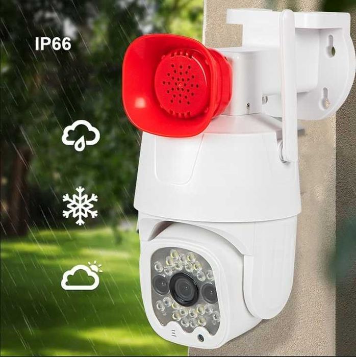 KAMERA obrotowa z MEGAFONEM WiFi detekcja ruchu głośna alarm ZOOM 2k