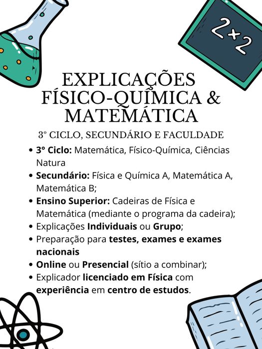 Explicações 3° Ciclo, Secundário e Faculdade
