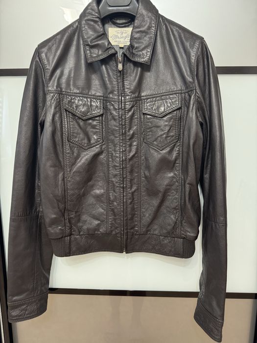 Шкіряний бомбер куртка wrangler xs s