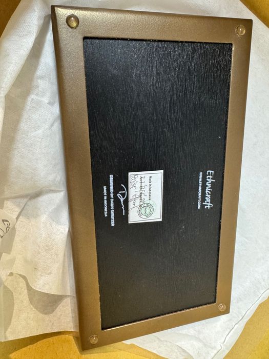 Tacka taca dekoracyjna metalowa szklana ETHNICRAFT Gold Leaf