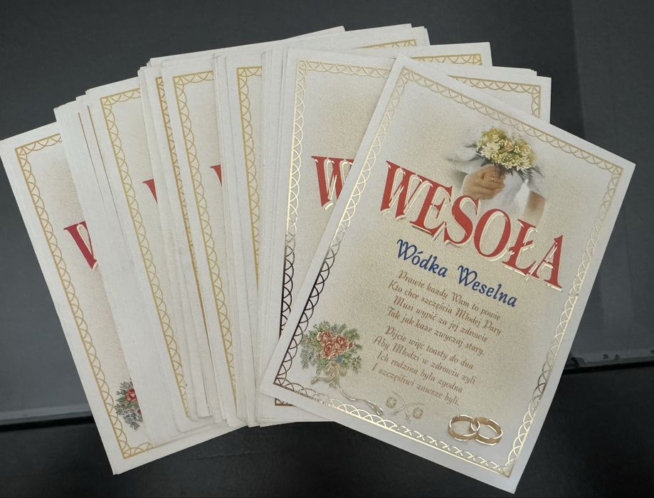 Naklejki na butelki weselne