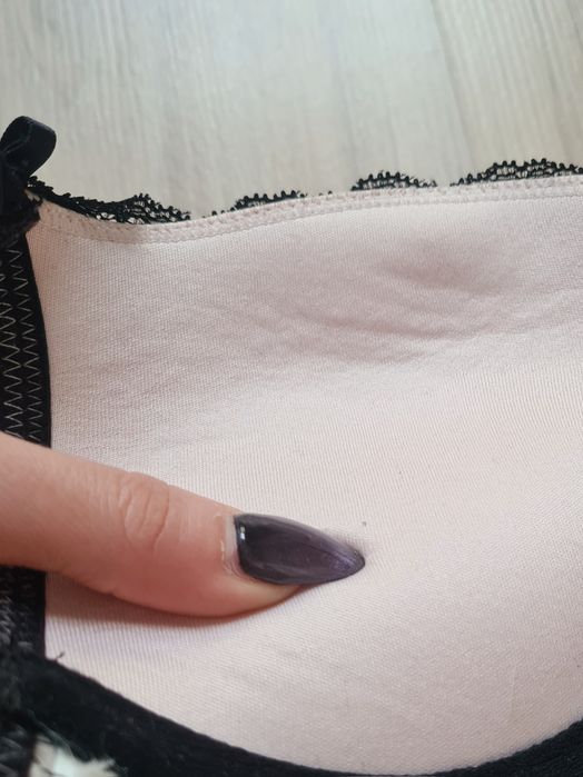 H&M stanik biustonosz różowy pudrowy róż koronka koronkowy coquette cute push up