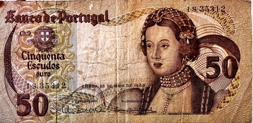 Nota de  50 escudos -ano 1968