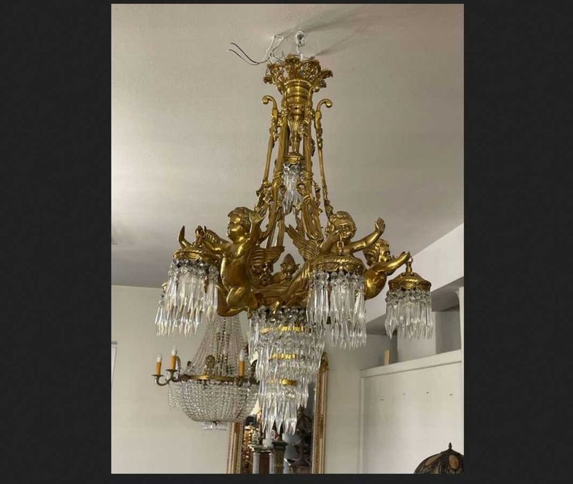 Żyrandol Pałacowy Wisząca Lampa 6 Aniołów