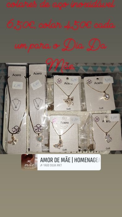 colares de aço inoxidável 6,50€ e 4,50€ anel 5,50€