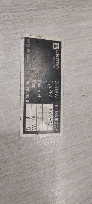 Tabliczka znamionowa Unitra Diora !