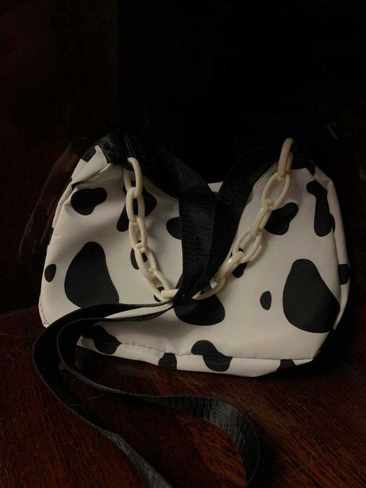 сумка багет біла чорна