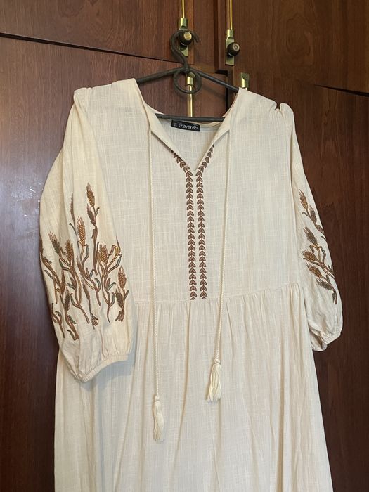 Плаття вишите котон бежеве жіноче