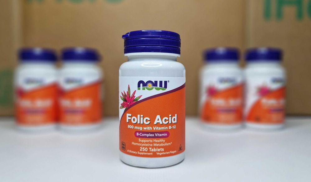 Now Foods Фолиевая кислота 800 мкг с витамином B12, 250 таблеток