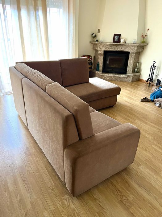 Sofá Beje c/ Chaise Longue