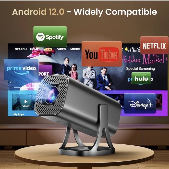 Смарт Проектор HD 1080P 4K яскравість 260 ANSI, Wi-Fi 6 та Bluetooth 5.4, домашній кінотеатр