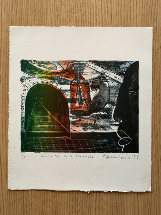 PIOTR PANASIEWICZ Grafika litografia barwna Stacja metra Paryż 1996