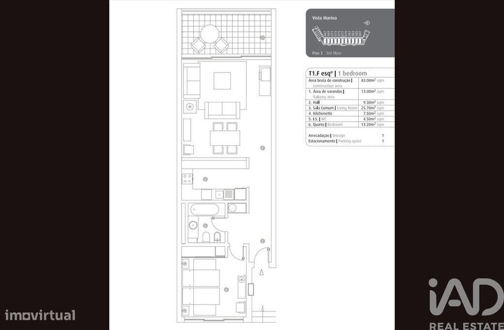 Apartamento T1 em Portimão de 39,56 m2