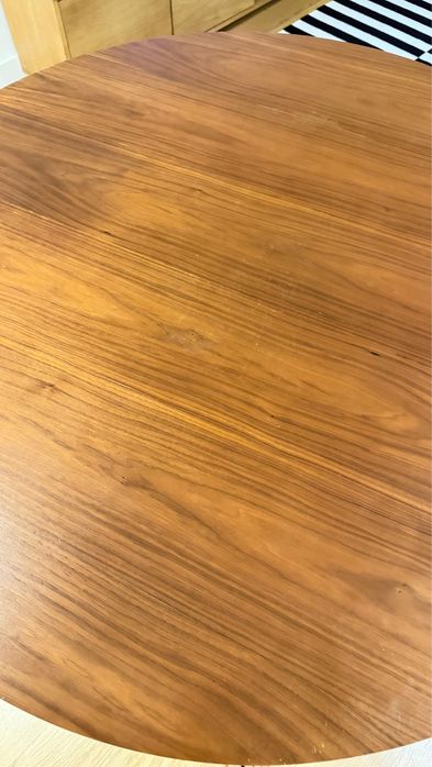 Mesa Madeira Castanha Nogueira Pernas Aço Metal Preta La Redoute