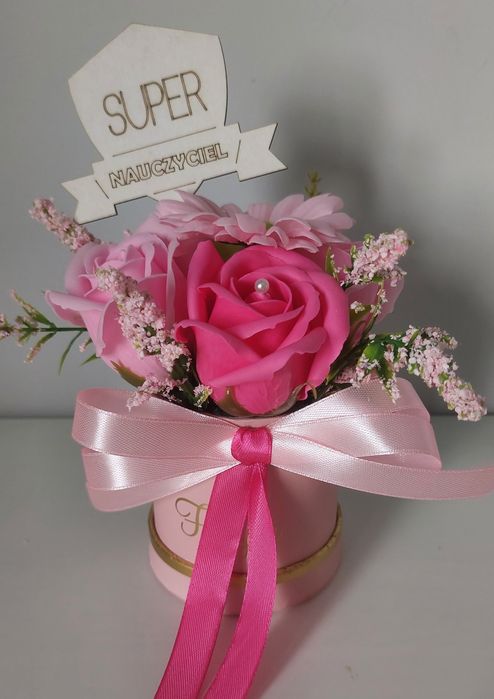 Mydlane kwiaty box Dzień Babci