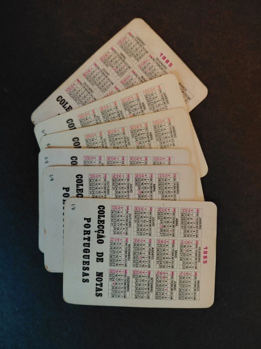 Lote de calendários Notas Portuguesas 1985