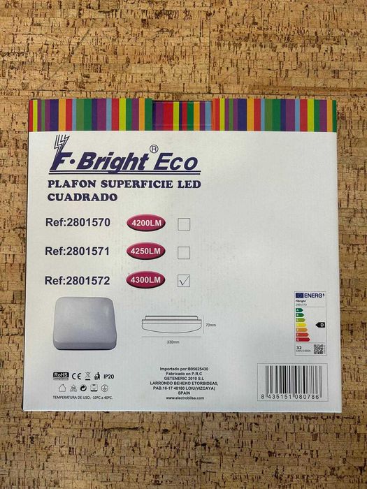 Painel LED F-Bright Eco 33x33cm 32w 4300LM