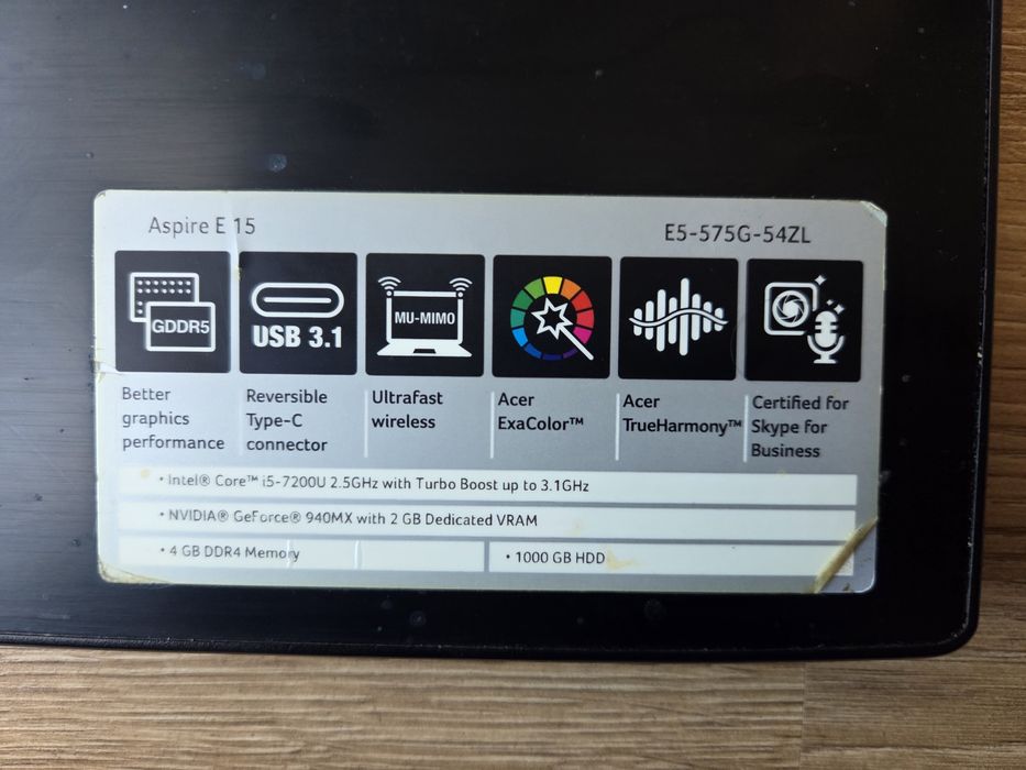 Laptop Acer Aspire E15 575G WIN10 x64 20GB RAM
