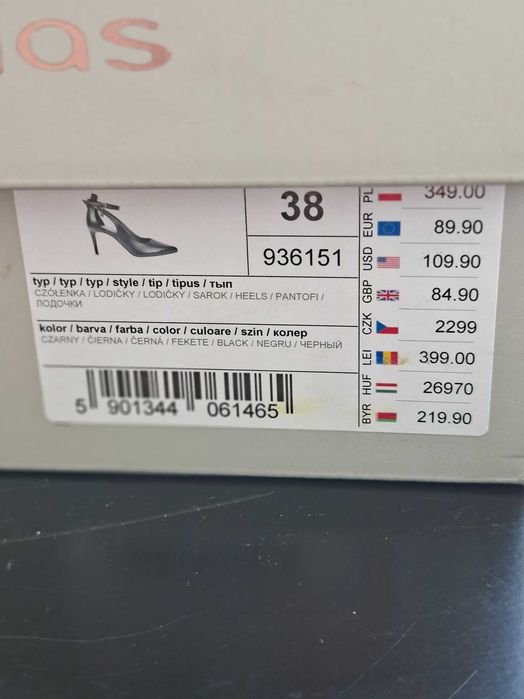 Wojas czółenka/szpilki czarne r. 38 – stan idealny
