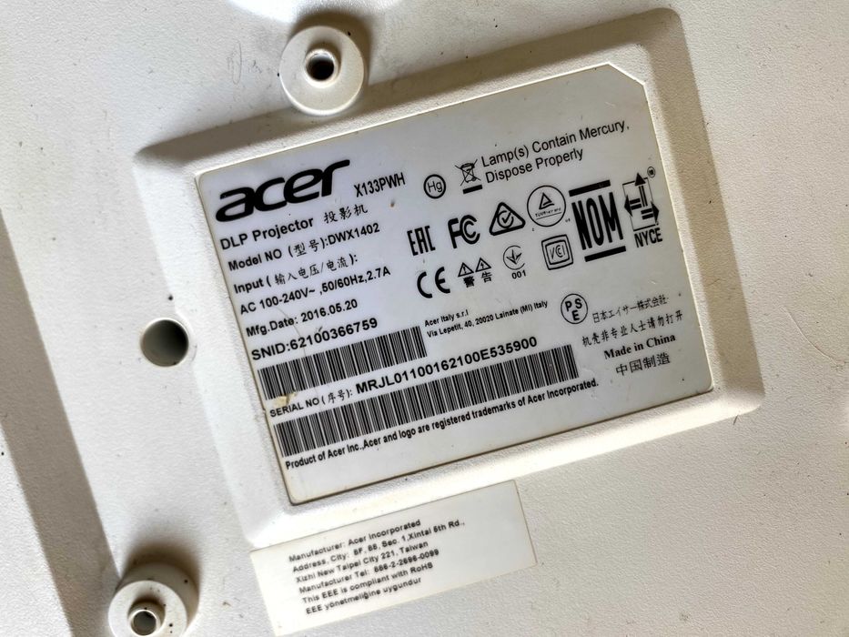 Projektor Acer X133PWH DLP WXGA 3100ANSI