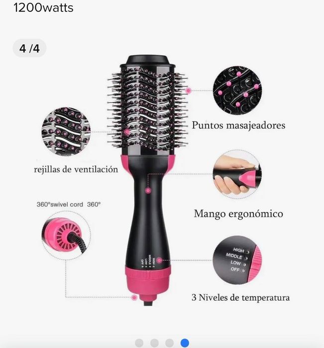 Escova modeladora, secador,  3 níveis de potência,nova na caixa