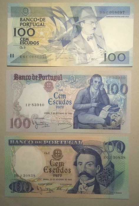 Colecção de 3 Notas 100 escudos - Portes Grátis
