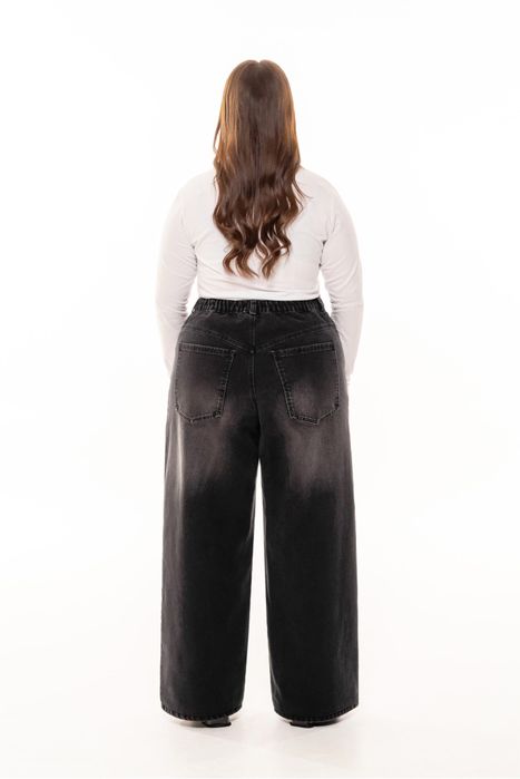 Джинси палаццо з вивареним ефектом чорні, 60р