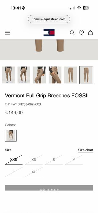 Tommy Hilfiger equestrian Vermont Full Grip Breeches FOSSIL