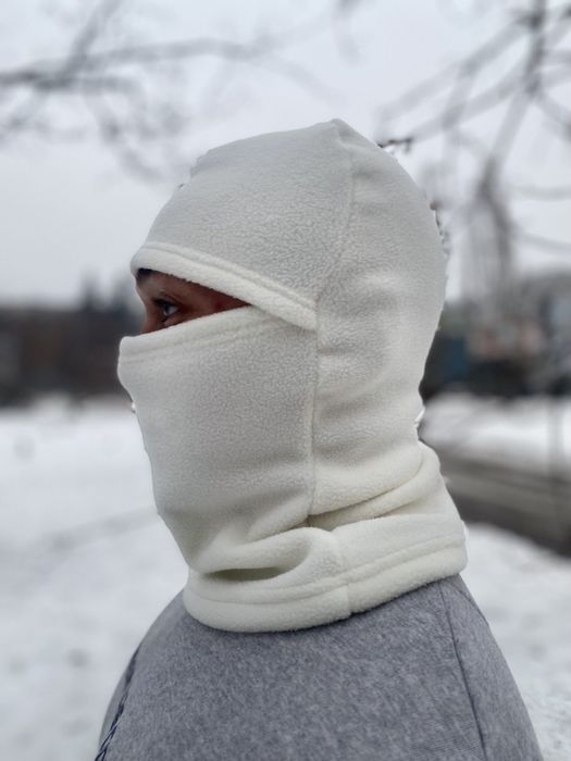 Балаклава флісова 300г/м2, біла зимова, зимняя белая флисовая