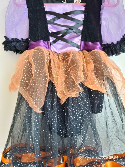 Strój Halloween Czarownica Sukienka Body Tiul r. 98 (2-3 lata)