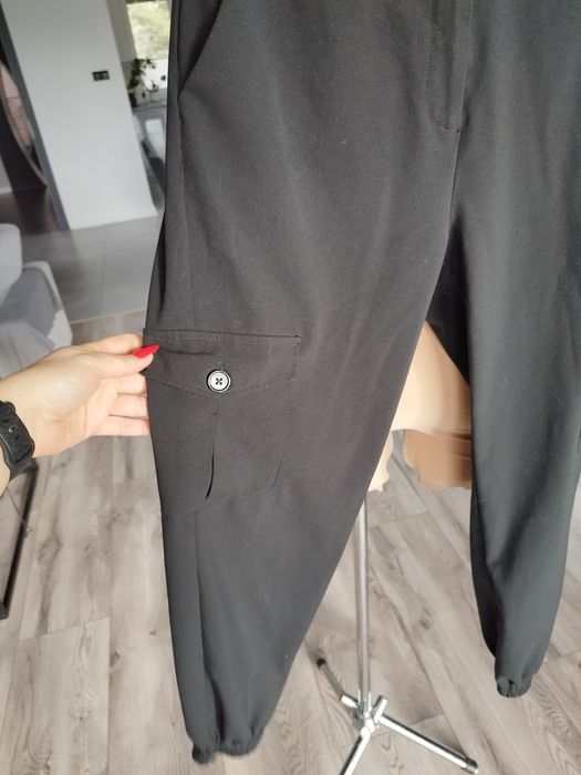 R.40 kaffe czarne spodnie ze ściągaczem bojówki
