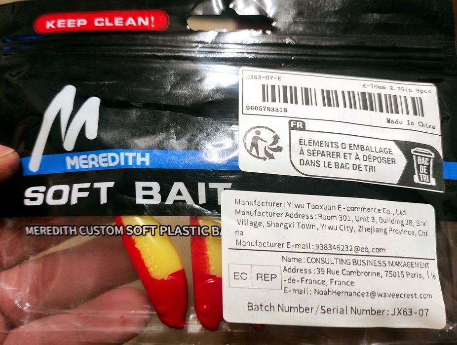 Amostras de pesca em vinil