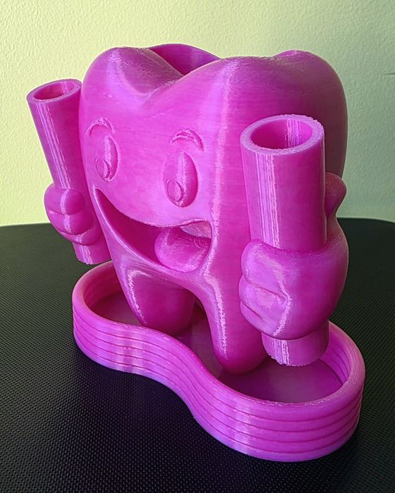 Suporte Escovas de Dentes Infantil Rosa – Dente Feliz 3D