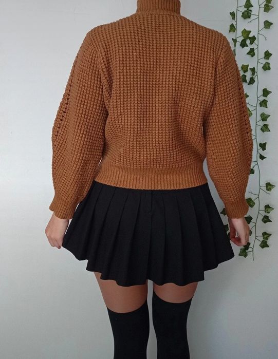 Świetny sweter golf unikatowy splot casual blogger musthave Zara